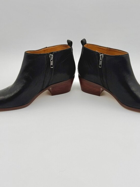 J.Crew Factory Women’s 8.5 Sawyer Black Leather Ankle Boots Stacked Heel NWOB - Picture 8 of 12